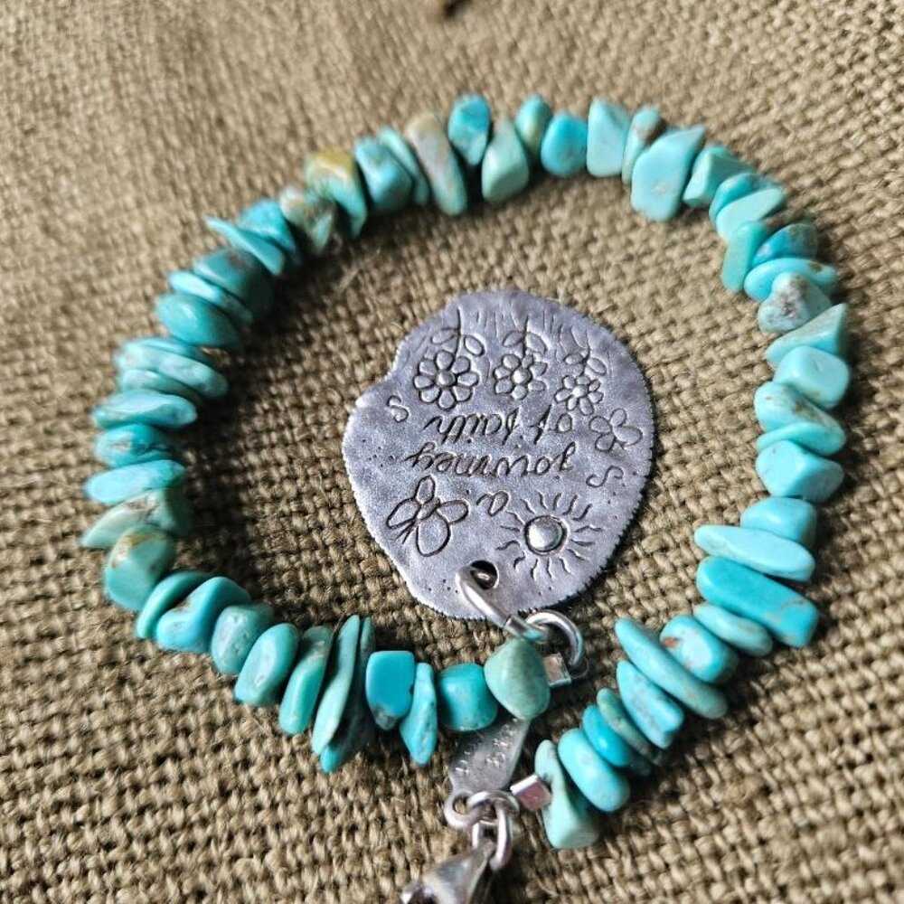 SS Turquoise Journey of Faith Bracelet by Peyote Bird - Picture 3 of 14